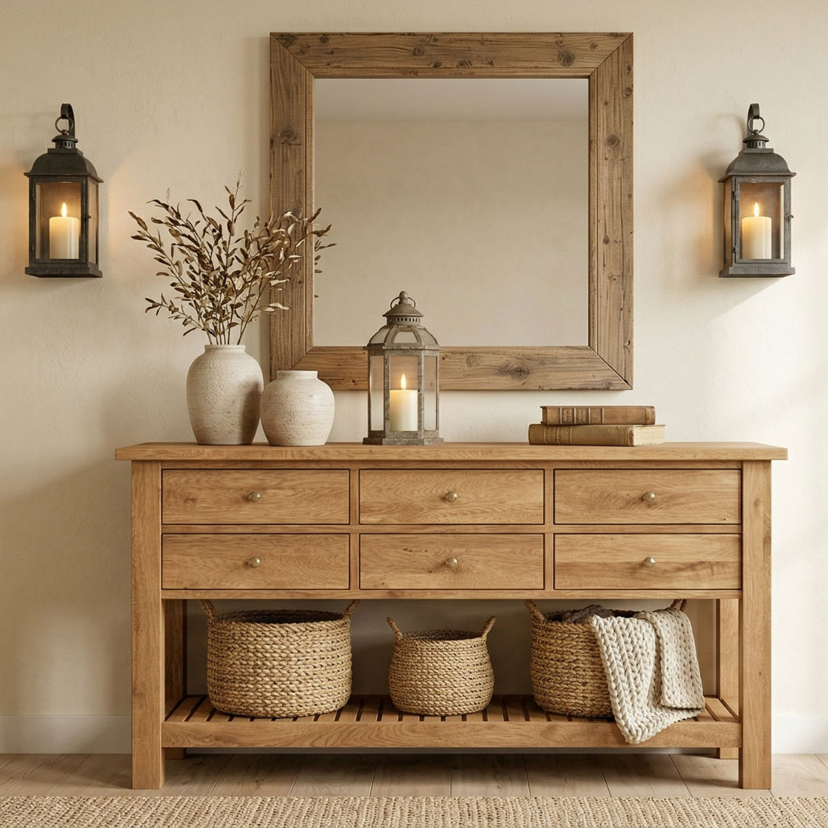 mobilier din lemn masiv pentru living elegant cu design cald și natural